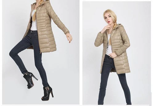 Winter Jacket Woman's Outerwear Slim Hooded Down Jacket Woman Warm Down Coat Women Ultra Light White Duck Down Parkas W00785 - Image 6