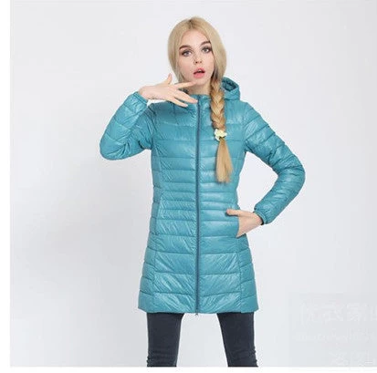 Winter Jacket Woman's Outerwear Slim Hooded Down Jacket Woman Warm Down Coat Women Ultra Light White Duck Down Parkas W00785 - Image 9