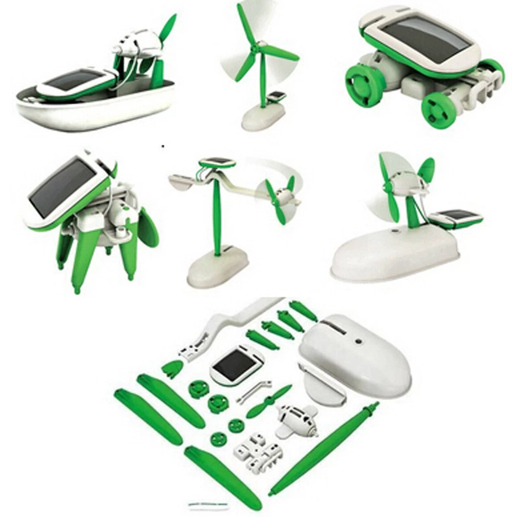 One Pack Can DIY 6 Kinds Magic Mini Plastic Solar Energy Powered EducationToys Best Gift Electric Robots Toys For Chidren Kids
