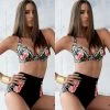 Summer Plus Size Bikini Swimsuit High Waist G Cup Women Floral Swimwear Female Swim Swimming Bathing Suit