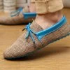Men Shoes Spring Summer Breathable Fashion Weaving Woven Men Casual Flat Shoes Lace-up Loafers Comfortable Mocassins