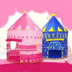 Arrival Portable Blue Pink Prince Folding Tent Kids Children Boy Castle Cubby Play House For Kids Best Gift