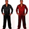 Mens Silk Satin Pajamas Set Pajama Pyjamas Set Sleepwear Set Loungewear S,M,L,XL,2XL,3XL,4XL Plus Striped Black