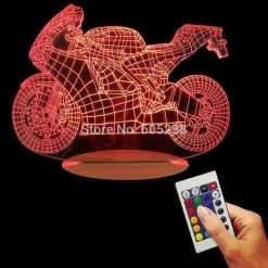 3D Design Motorcycle Shape Night Light Home Decoration Color-Changing Atmosphere Lamp With USB Charger