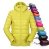 Women Ultra Light Down Jacket Hooded Winter Duck Down Jackets Women Slim Long Sleeve Parka Zipper Coats Pockets Solid