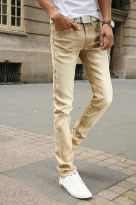 Fashion Men's Casual Stretch Skinny Jeans Trousers Tight Pants Solid Colors - Image 2