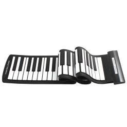 Black+White Flexible 61Keys Professional MIDI Keyboard Electronic Roll Up Piano For Children