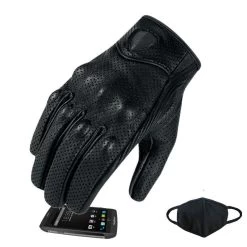 Motorcycle Gloves Real Genuine Leather All Season Glove Touch Screen Perforate Men Racing Motorbike