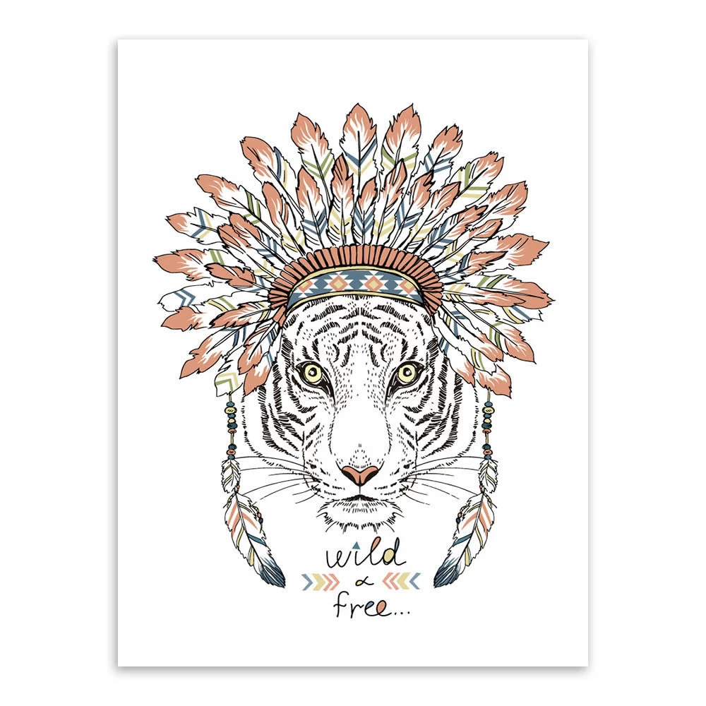 Indian Animals Head Hippie Fashion Deer Horse Zebra A4 Large Art Print Poster Wall Pictures Canvas Painting No Framed Home Decor - Image 9