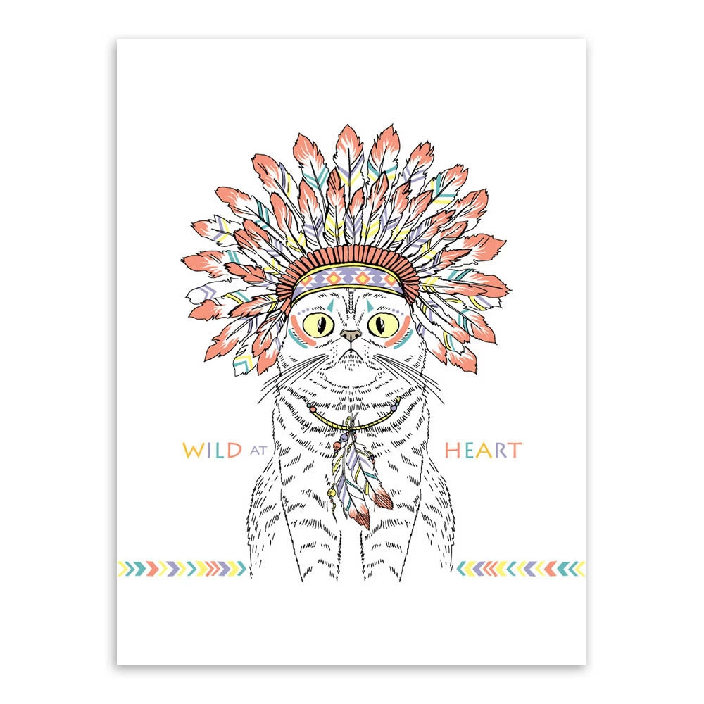 Indian Animals Head Hippie Fashion Deer Horse Zebra A4 Large Art Print Poster Wall Pictures Canvas Painting No Framed Home Decor - Image 3