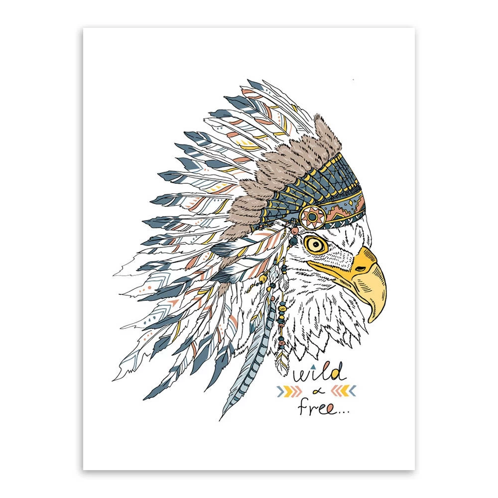 Indian Animals Head Hippie Fashion Deer Horse Zebra A4 Large Art Print Poster Wall Pictures Canvas Painting No Framed Home Decor - Image 14