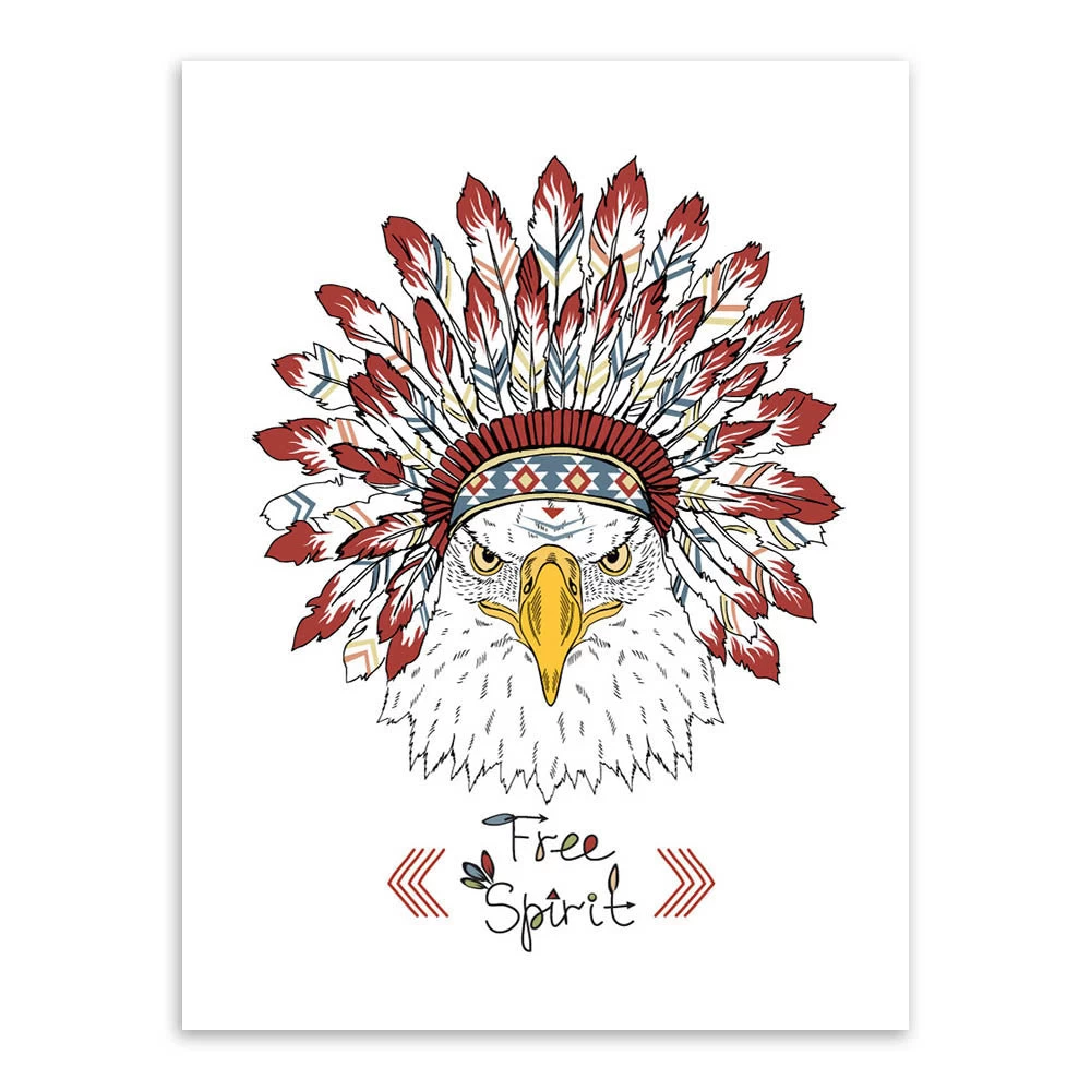 Indian Animals Head Hippie Fashion Deer Horse Zebra A4 Large Art Print Poster Wall Pictures Canvas Painting No Framed Home Decor - Image 2