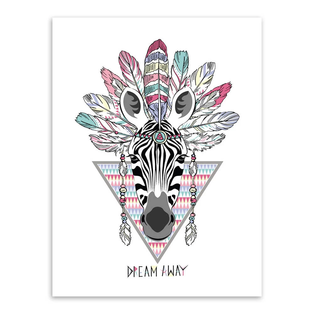 Indian Animals Head Hippie Fashion Deer Horse Zebra A4 Large Art Print Poster Wall Pictures Canvas Painting No Framed Home Decor - Image 7