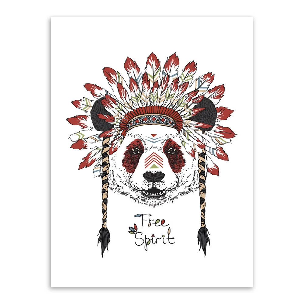 Indian Animals Head Hippie Fashion Deer Horse Zebra A4 Large Art Print Poster Wall Pictures Canvas Painting No Framed Home Decor - Image 5