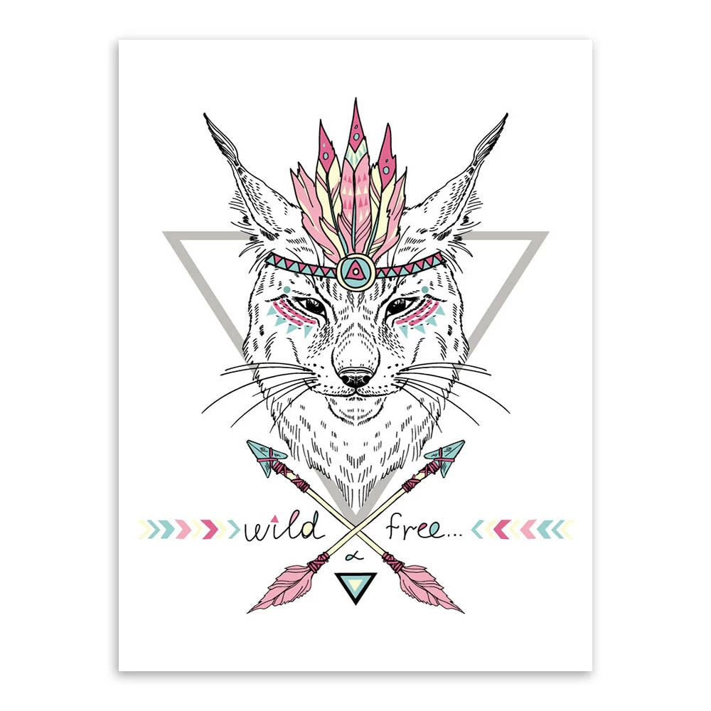 Indian Animals Head Hippie Fashion Deer Horse Zebra A4 Large Art Print Poster Wall Pictures Canvas Painting No Framed Home Decor - Image 12