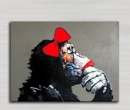 Decorative Art Handmade Monkey Oil Painting On Canvas Living Room Home Decor Wall Paintings Thinking Orangutan Animal Pictures Unframed - Image 8