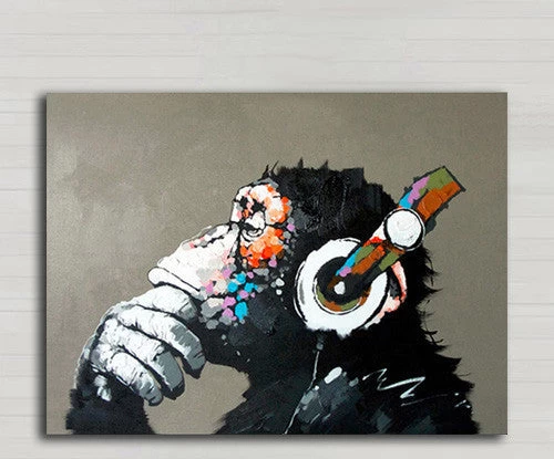 Decorative Art Handmade Monkey Oil Painting On Canvas Living Room Home Decor Wall Paintings Thinking Orangutan Animal Pictures Unframed - Image 13