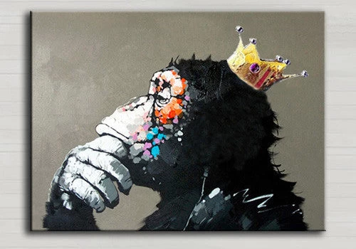 Decorative Art Handmade Monkey Oil Painting On Canvas Living Room Home Decor Wall Paintings Thinking Orangutan Animal Pictures Unframed - Image 7