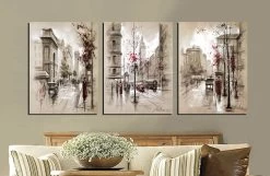 3 Pieces/Set Art Pictures Walking In The Street Alone Decor More Styles On The Wall Printed Canvas Pictures Wall Paintings No Frame