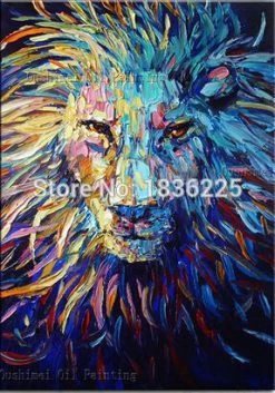 1 Pcs High Quality Art Pictures Animals King Lion Modern Home Wall Decor Abstract Canvas Painted Oil Painting
