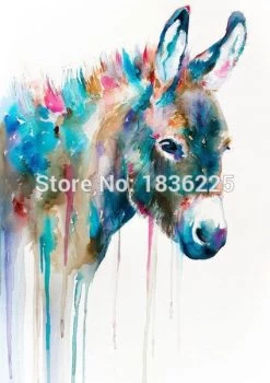 Modern Style Abstract Rabbit Oil Painting Canvas Animals Painted Donkey Oil Pictures Decorative Painting Wall Art No Frame