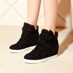 Brand Autumn Women Casual Shoes Leopard Suede Ankle Boots Heels Platform Wedge 9 Colors Height Increasing Plus Size 35-40